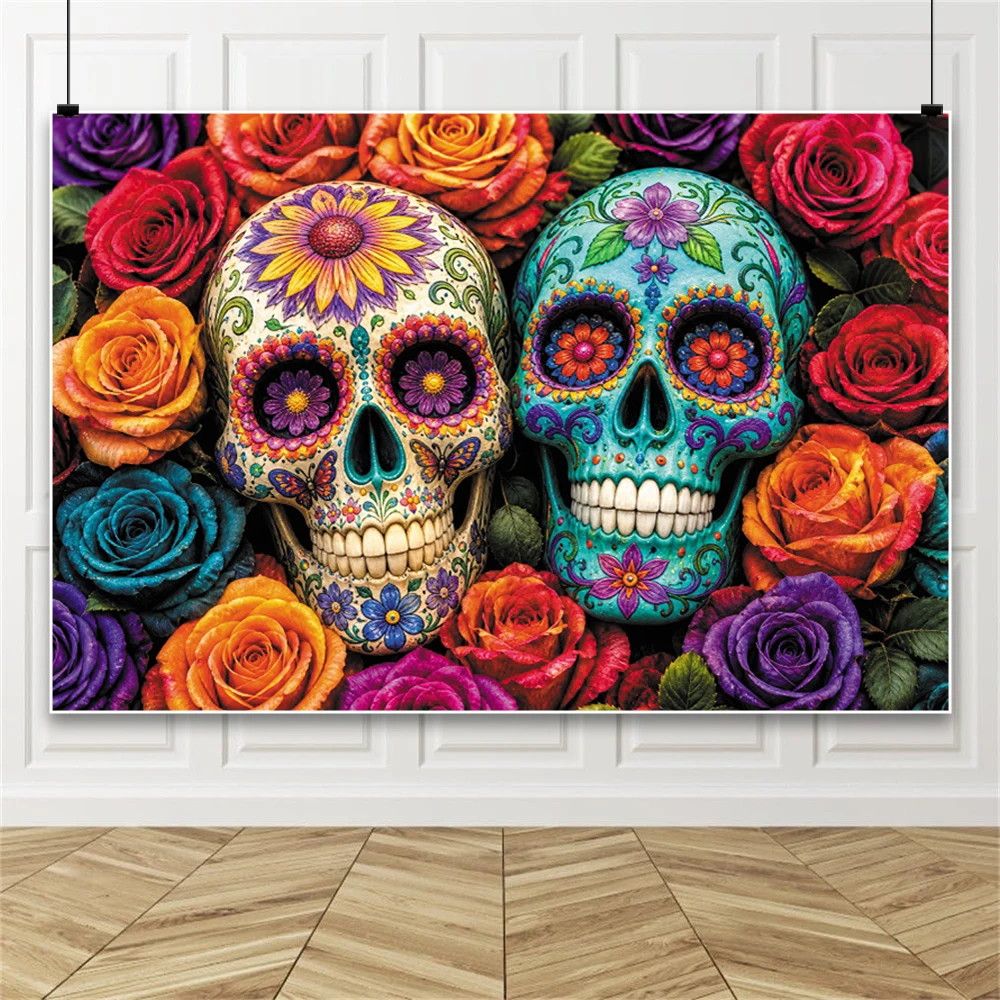 Yeele Backdrop for Day of The Dead Party Decoration Marigold Flowers Fiesta Cinco DeMayo Mexican Carnival Photography Background