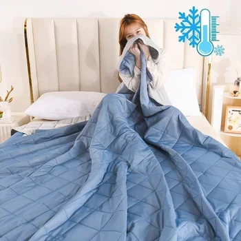 아이스 쿨링 담요, 통기성 부드러운 에어컨 이불, 양면 콜드 쿨링 원단, 경량 여름 이불