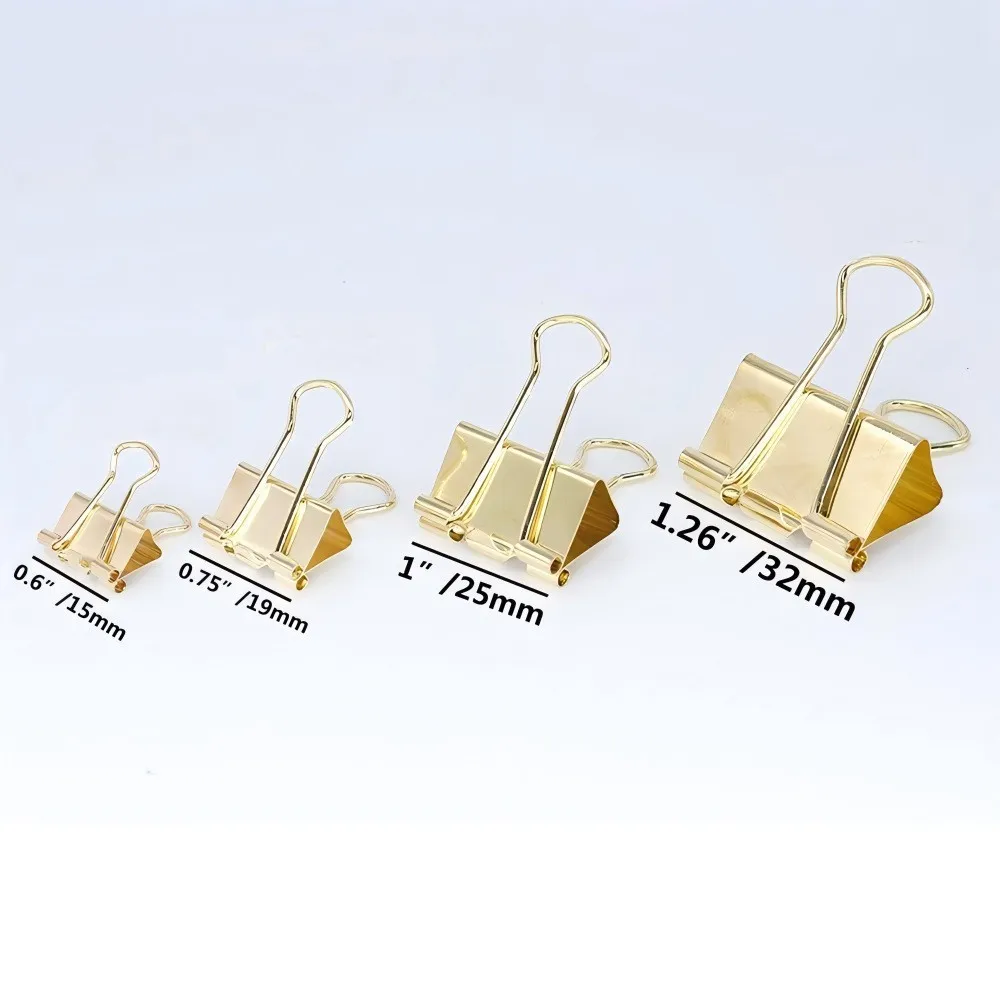 Colorful Metal Binder Clips Stationery Paper Fasteners Office Organization Durable School Document Holding Clamps