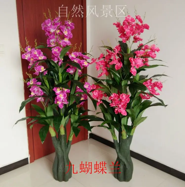 

Popular Phalaenopsis Floor-to-ceiling Plastic Pastoral Floral Potted Plants Indoor Shopping Mall Decoration Large Shocking Explo