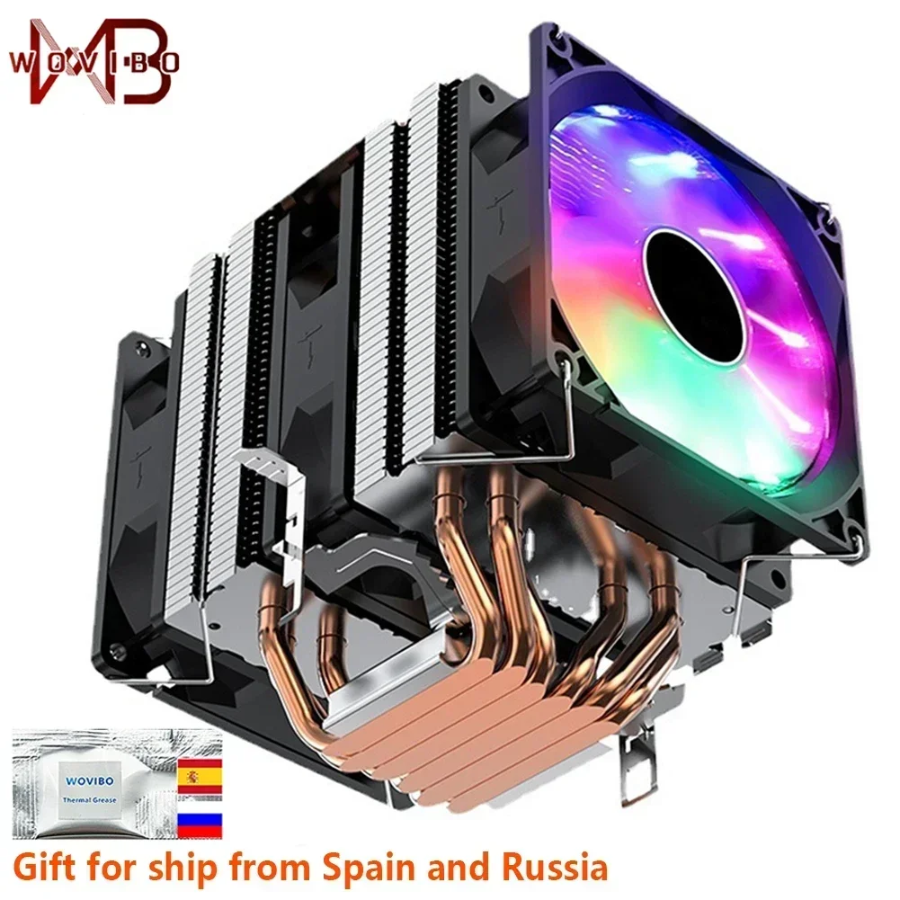 CPU Cooler Silent RGB 6 Heatpipes Ventilador PWM 4PIN For Intel 1150 1151 1155 1156 1200 1700 2011 X79 X799 AM3 AM4 Radiator