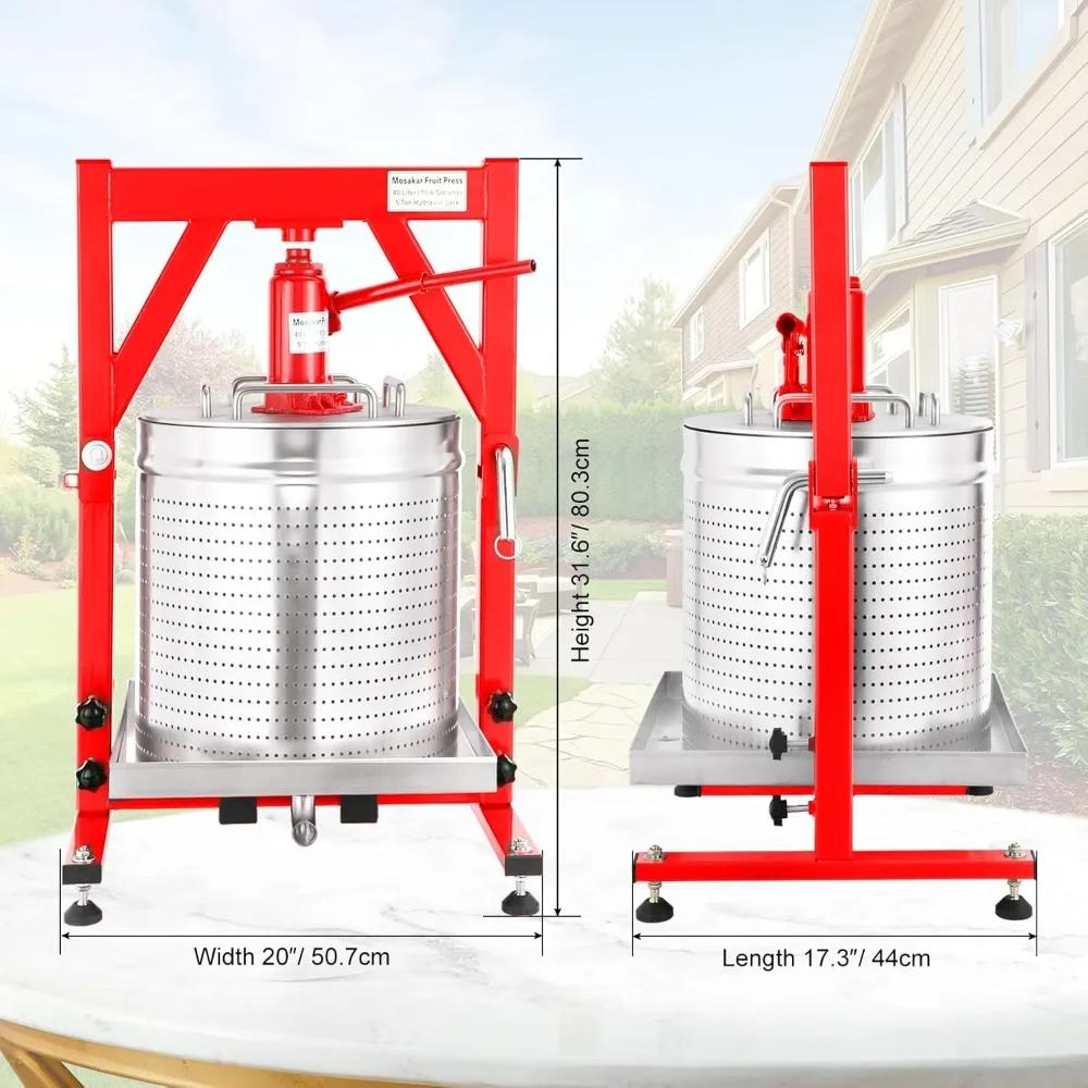 

Гидравлический пресс из нержавеющей стали 304, 40 л (10,6 галлонов), 5 тонн, для фруктов, вина, сидра, доставка по США