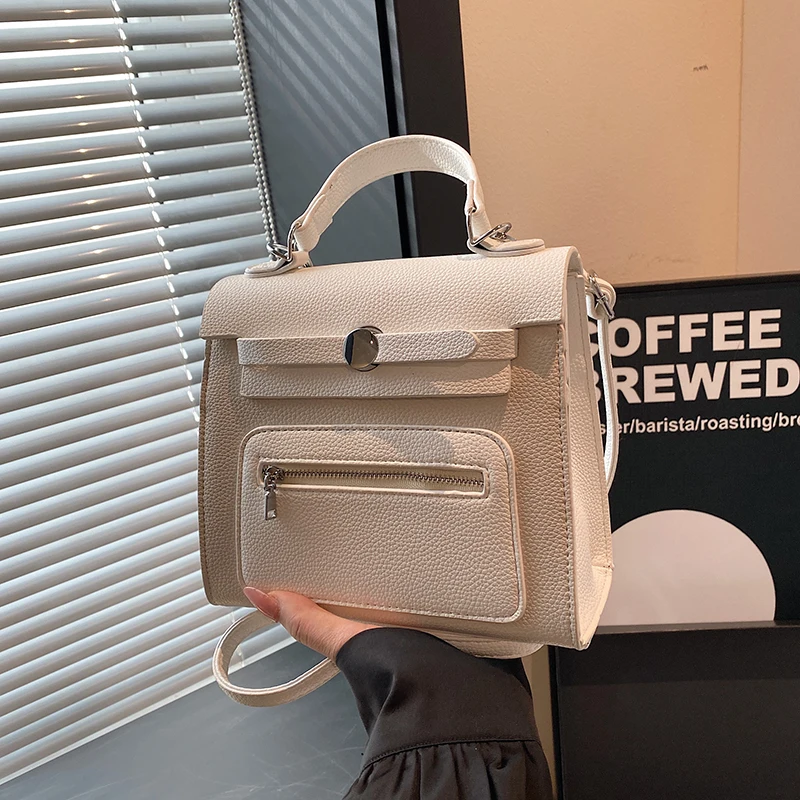 

Luxury Parisian Crossbody Bag - Unique Retro Leather Messenger Purse With Letter Logo, Elegant Commuter Shopper Large Capacity