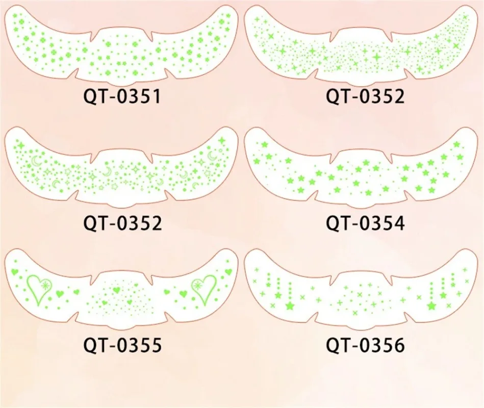 4 Blatt leuchtende Sommersprossen-Tattoo-Aufkleber, langlebig, leuchtend, glitzernd, Stern- und Herzmuster, Gesichtskunst, wasserfeste Tattoo-Aufkleber – Detail 9