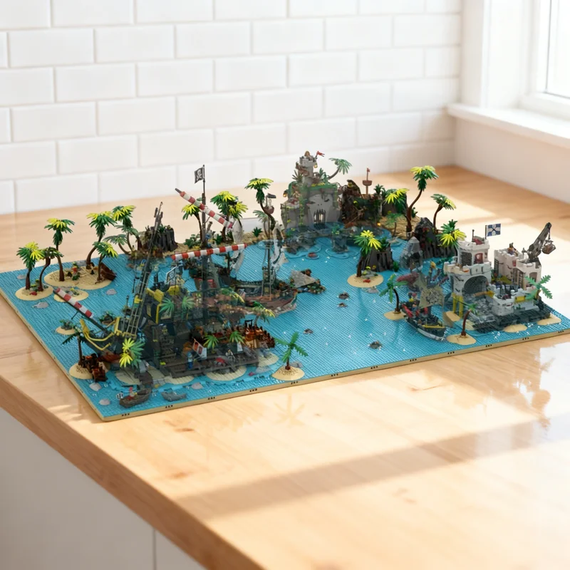 5794pcs MOC Pirates Diorama Display Sets Model Building Toy Blocks Construction DIY Idea Creative Festival Gift Education