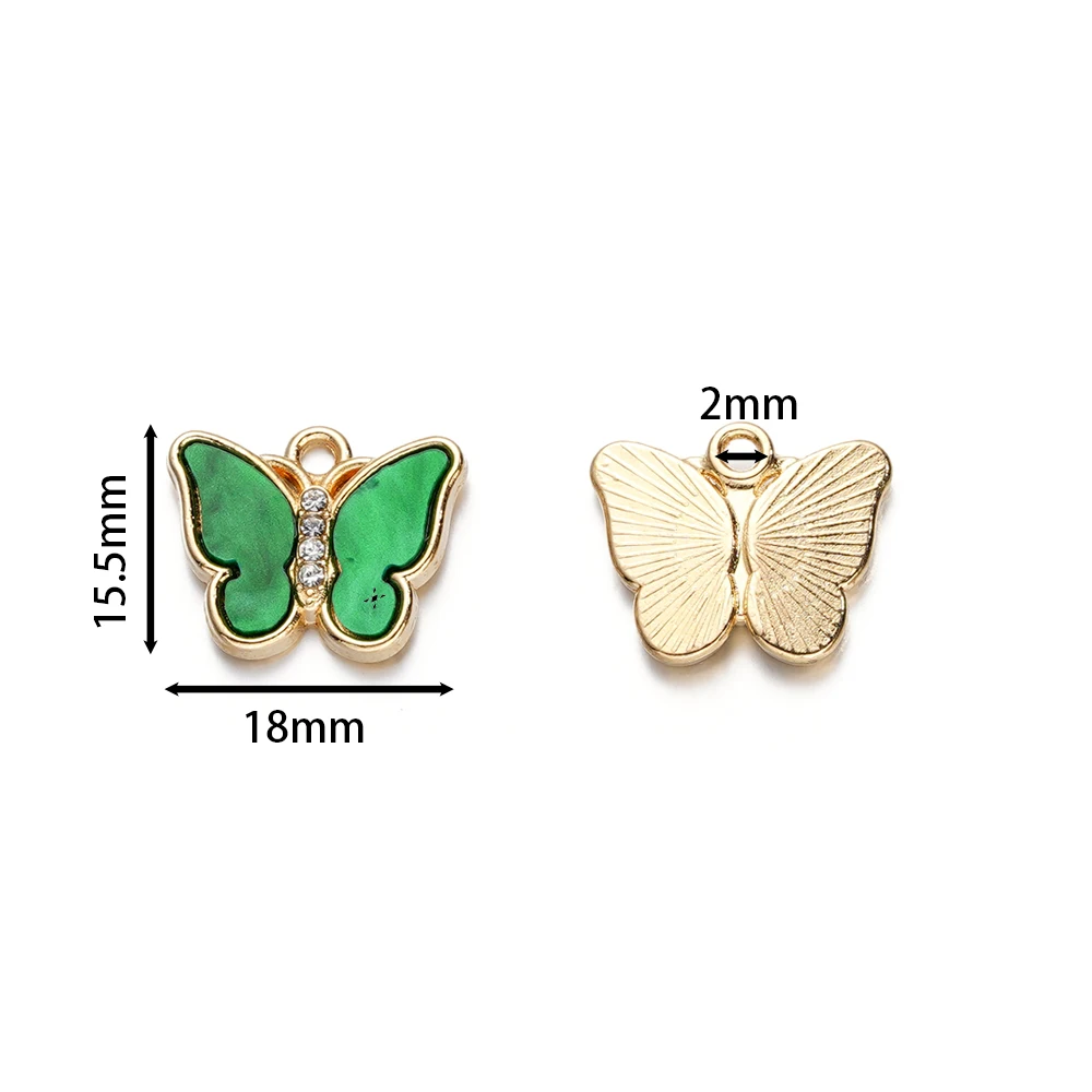 10pcs Alloy Rhinestone Imitation Shell Butterfly Pendant Color Necklace Charms For Necklace Bracelet DIY Jewelry Making Findings image 5
