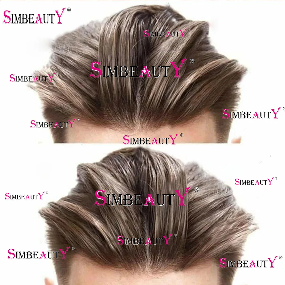 Natural Hairline Mens Toupee Brown /Black 100% Human Hair Wig Microskin Super Durable Thin Skin Full PU Capillary Prosthesis