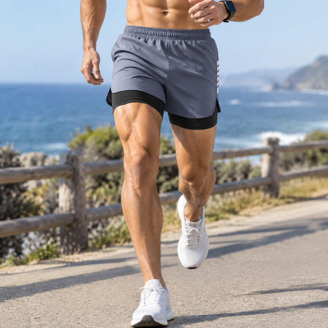 Men's Running Shorts Five Point Length with Pockets Summer Quick Dry Lightweight Breathable Fitness Marathon Training Male Short