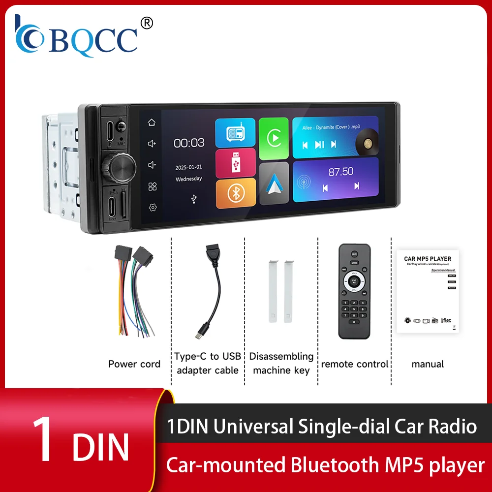 bqcc-f6282w-lecteur-mp5-voiture-1‑din-628-pouces-autoradio-multimedia-avec-carplay-sans-fil