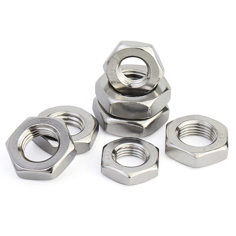 A2 304 Stainless Steel Hex Hexagon Thin Nuts M2 M2.5 M3 M4 M5 M6 M8 M10 M12 M14 M16 M18 M20 M22 M24 M27 M30 PITCH 0.4-3.5mm