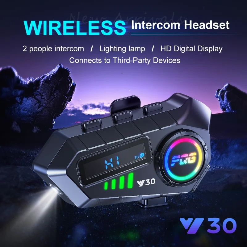 

New Arrivals Wireless Helmet Intercom Headset With HD Digital Display Intelligent Noise Cancellation AI Voice Assistant Headset