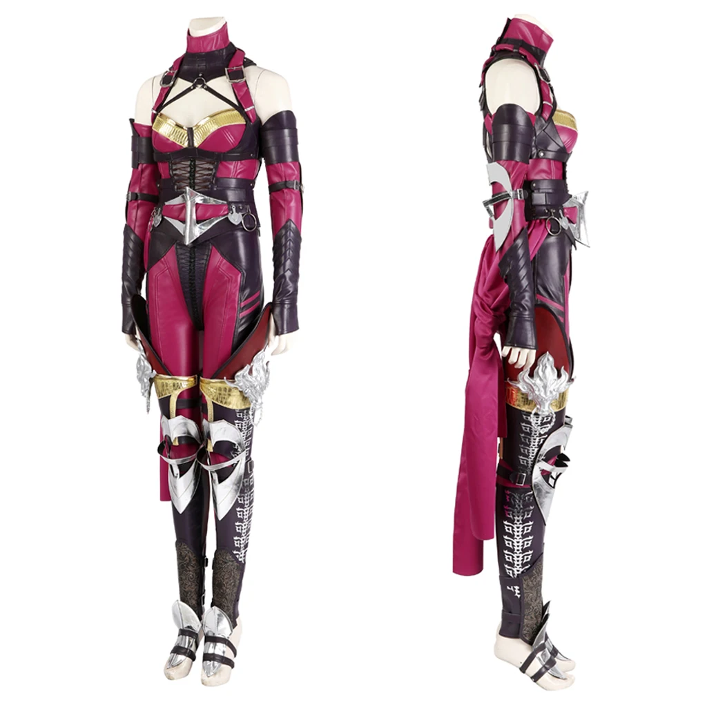 Jogo Mortal Kombat fantasia de cosplay feminina, roupa Mileena, terno roxo com máscara, terno carnaval de Halloween, MK1 de alta qualidade