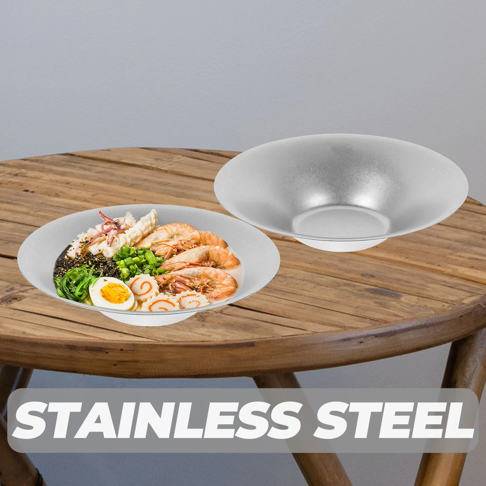 

Finish Stainless Steel Salad Bowl Thickened Design for Home Restaurant Serving Pasta Soup Fruit Large Capacity