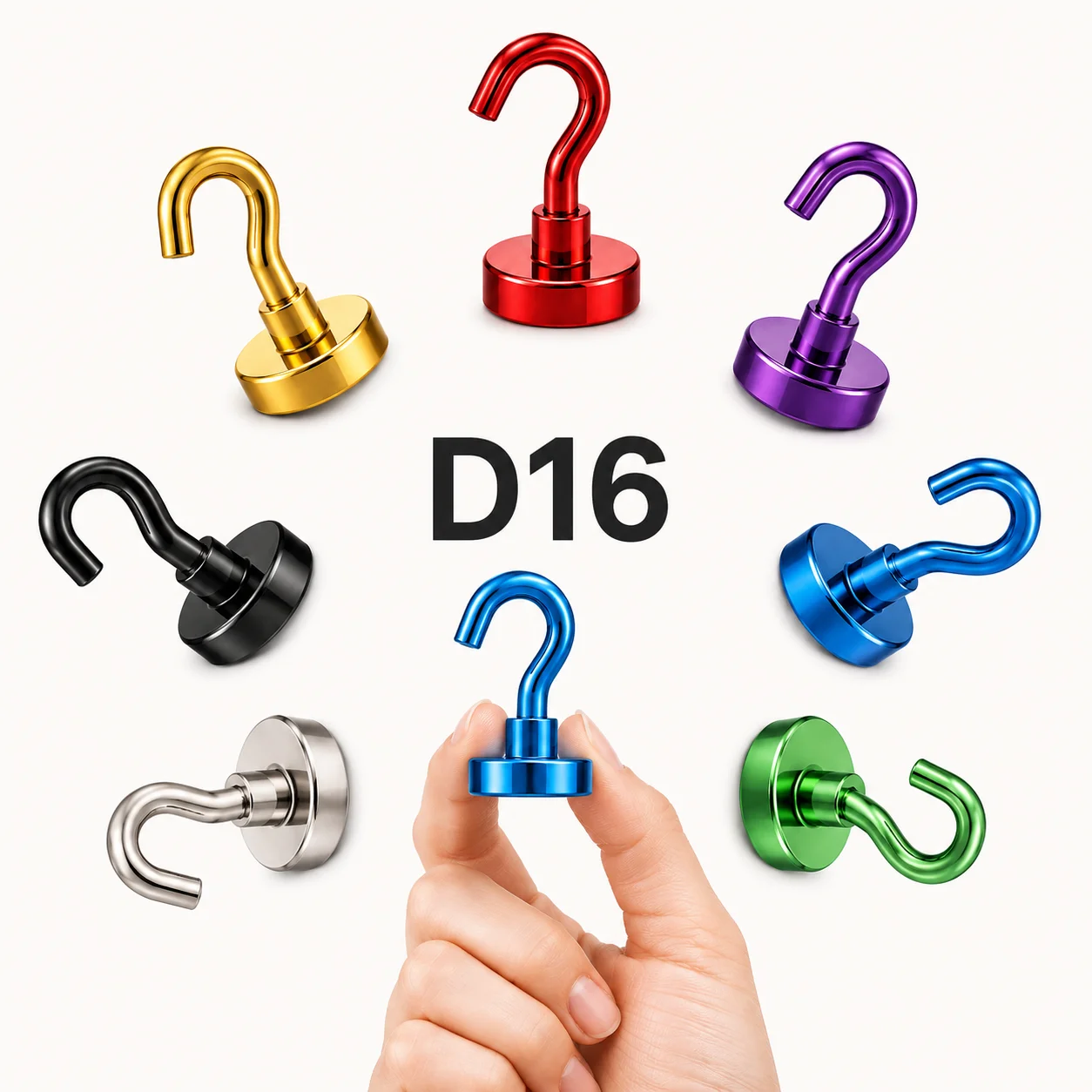2pcs Multi-Color Magnetic Storage Hooks, 22LB Weight Capacity, Durable Magnets for Hanging on Refrigerators and Ceilings