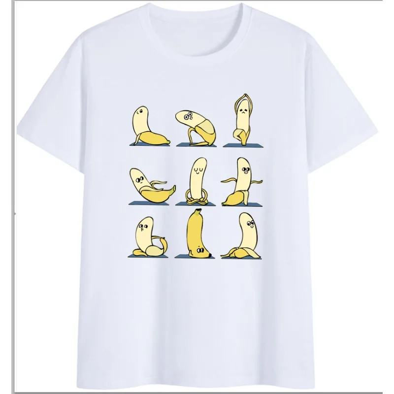 European and American Fun Banana Strip Print Men's and Women's Personalized Short Sleeved Summer New Fashionable Loose T-shirt