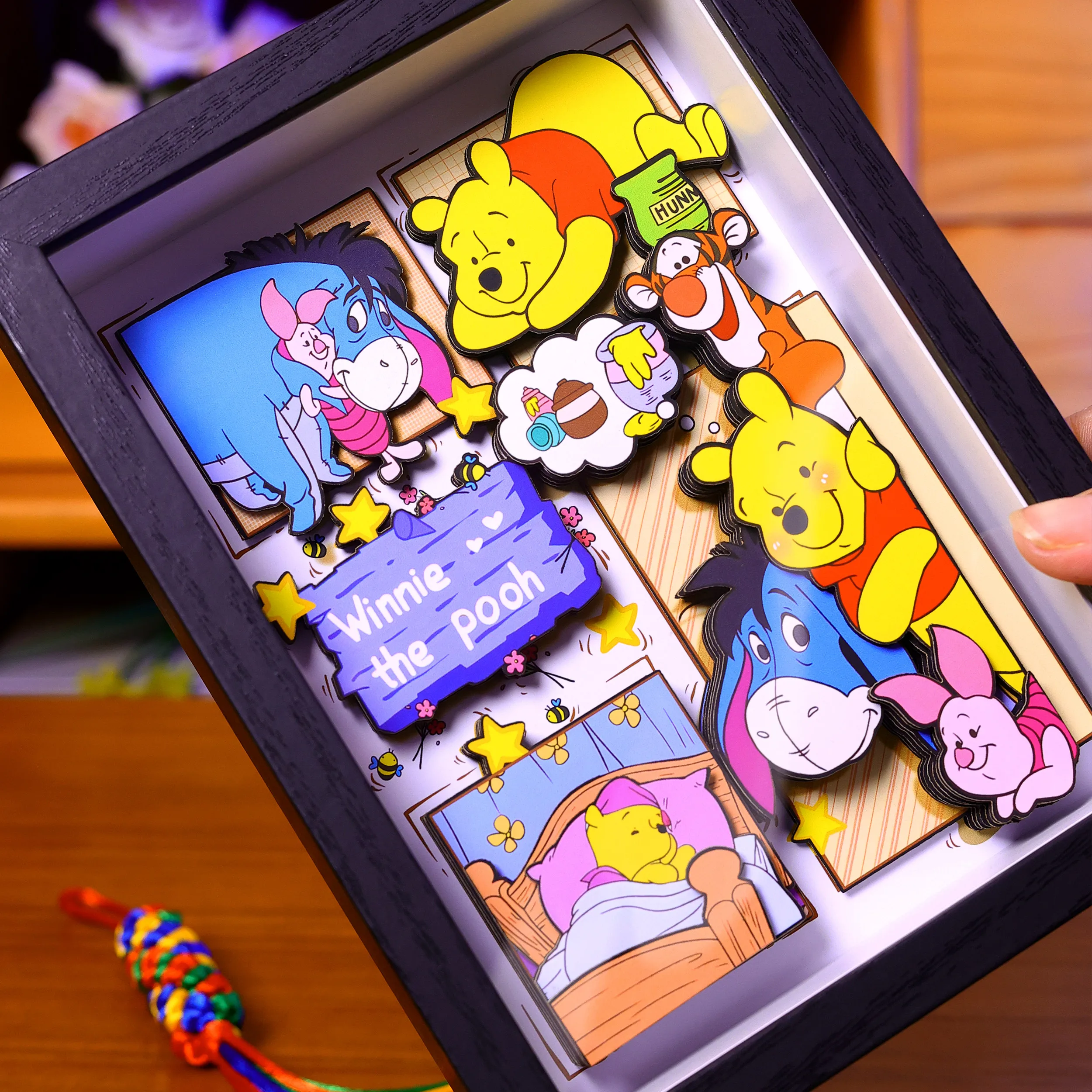 

Оригинальный Disney Медведь Пух, 3D картина ручной работы, тигр, аниме, периферийные фигурки, украшения для гостиной, подарки на день рождения для друзей