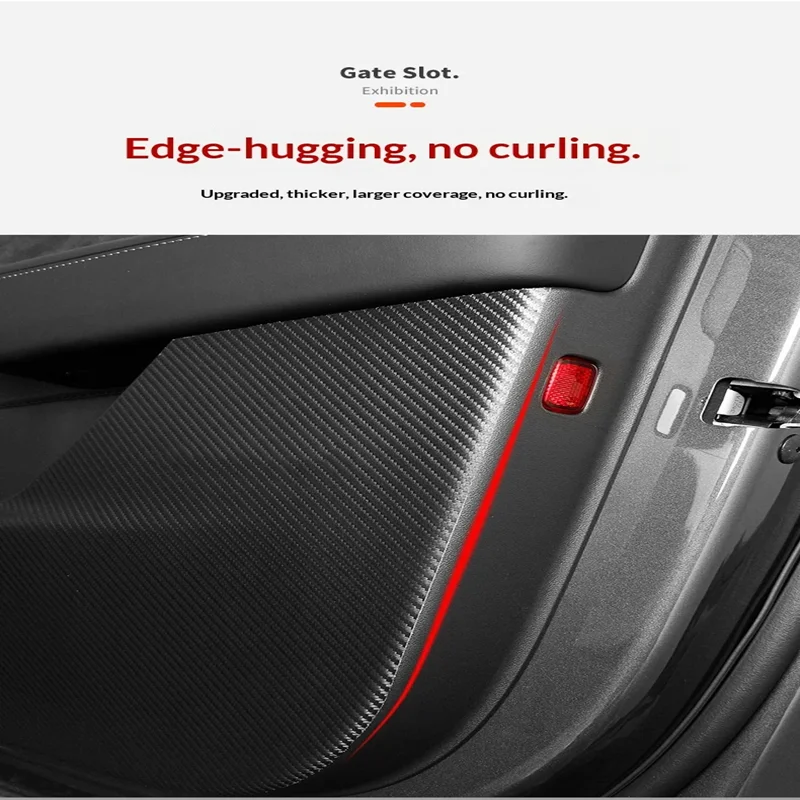 HOMEFISH For Car Door Anti Kick Pad Leather Sticker Trim Kit For Tesla Model Y Juniper Side Door Protector Interior Decoration image 5