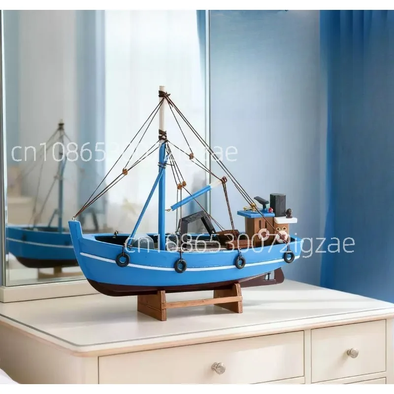 Bateau de pêche en bois modèle Orca de 37 cm - Articles dérivés du film, bateaux célèbres personnalisés, décoration antique, décoration de maison bord de mer