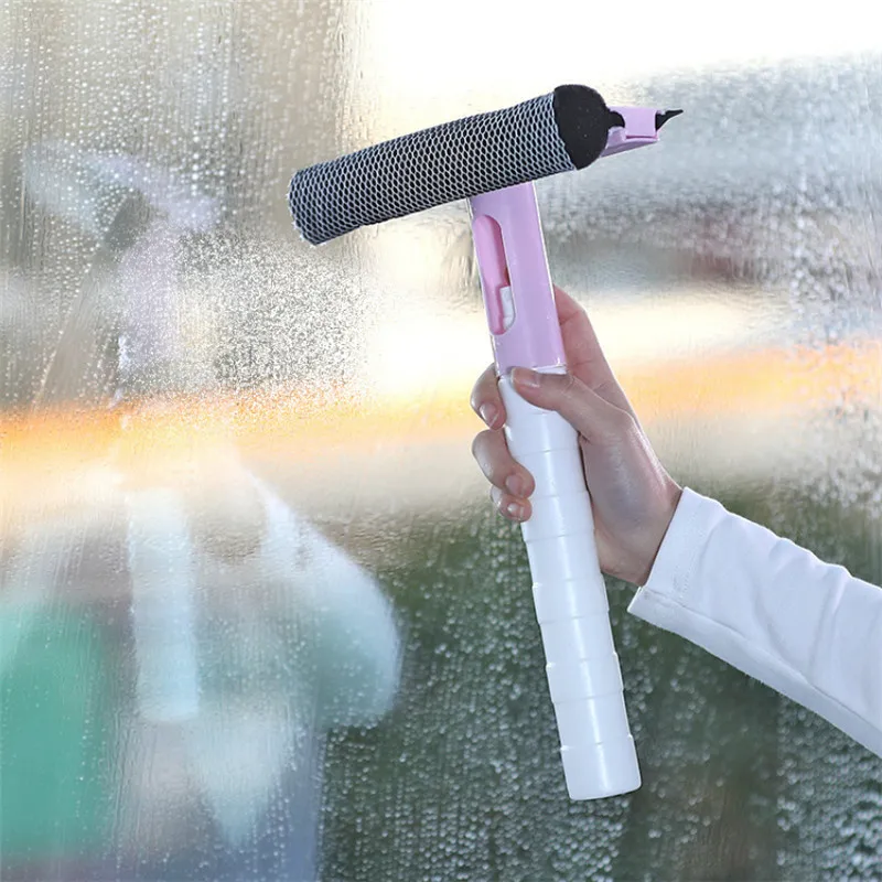 3 in 1 Spray Scrape Wipe Window Squeegee Glass Cleaner Window Squeegee Cleaner With Silicone Holder Bathroom Mirror Scraper