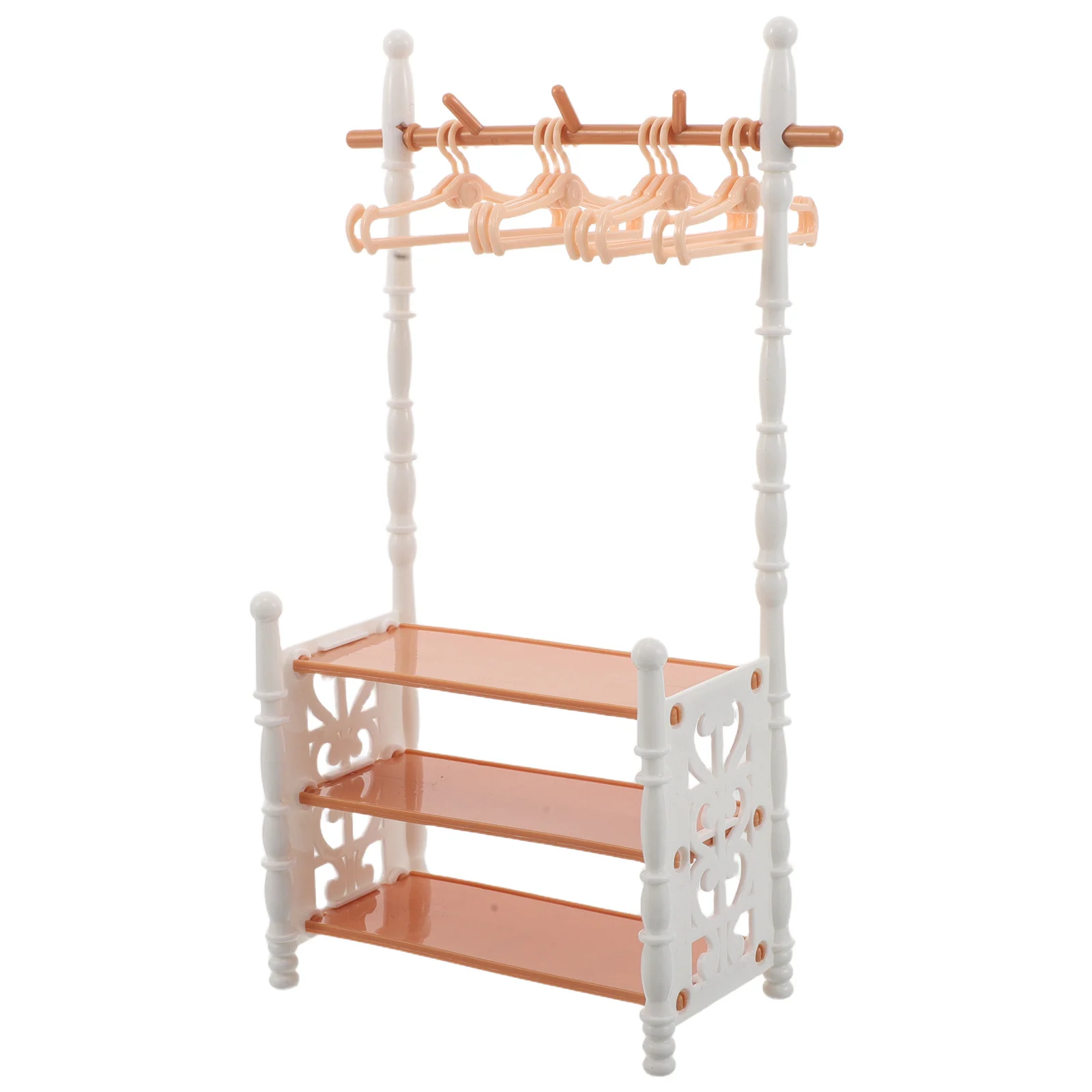 1세트 미니 신발장 및 옷걸이 랙 유럽 스타일 미니 하우스 가구 액세서리 창의적인 역할 놀이 장식품