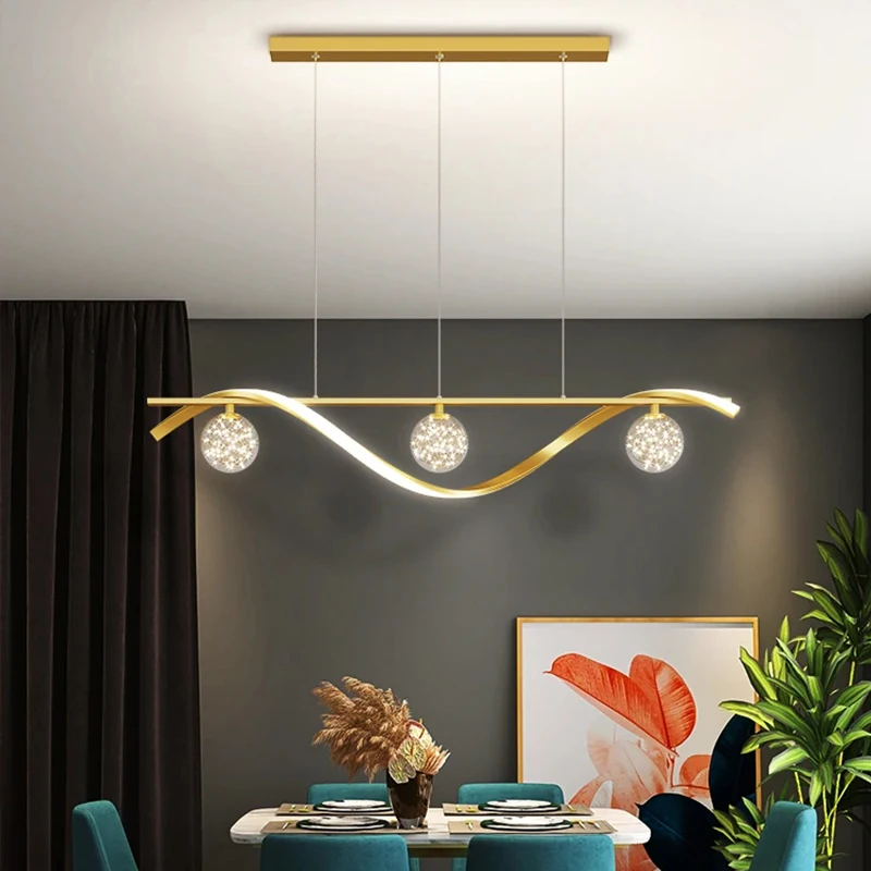 Modern LED Dining Room Pendant Lights Glass Ball Kitchen Hotel Bar Lamp Ceiling Home Indoor Decor Living Room Hanging Chandelier