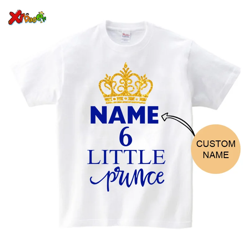 Matching Family Shirts Birthday Party Shirt Glold Crown Shirt T-Shirt Outfits Personalized Name Boys Baby Onesie Dad Son Tshirt