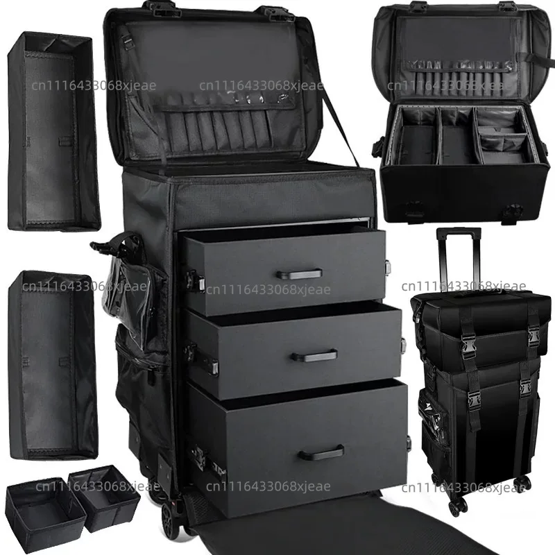 Multi-layer multifunctional makeup artist follow-up trolley case
