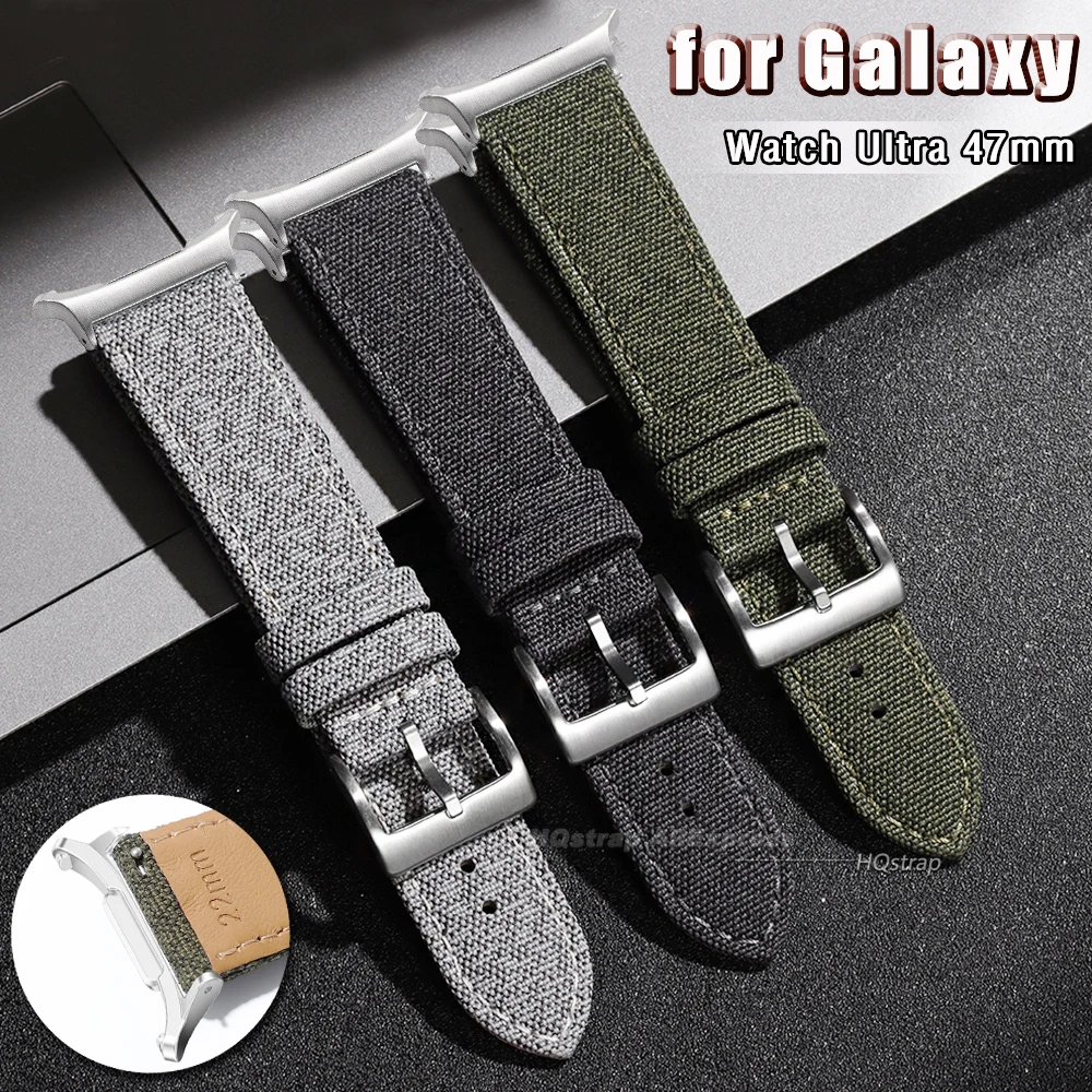 Sailcloth Nylon Canvas Strap for Samsung Galaxy Watch Ultra 47mm Replacement Bracelet for Galaxy Watch 7 47mm for Men Women Band