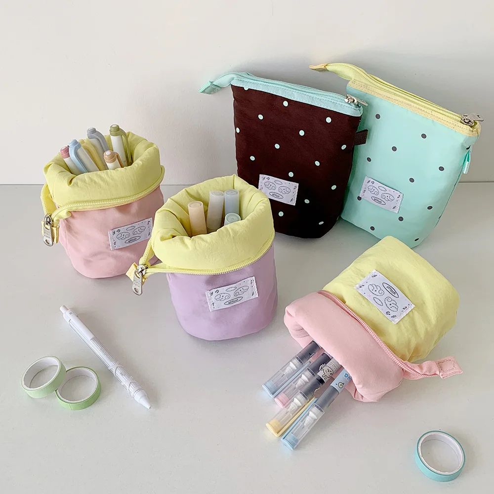 الكورية أسلوب بسيط مقلمة عمودية طالب القرطاسية حقيبة التخزين المدرسة المحمولة سعة كبيرة القلم حالة سطح المكتب القلم حقيبة