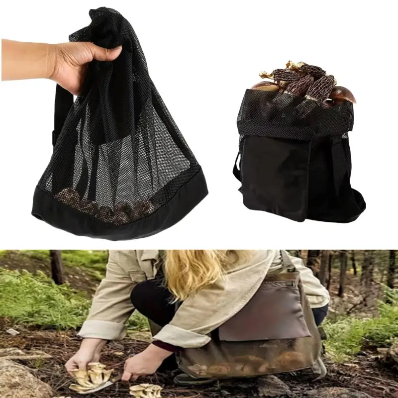 MultiPurpose Mesh Foraging Bag Mushroom Bag Mushroom Hunting Bag Collapsible Fruit Gathering Mushroom Basket For Outdoor