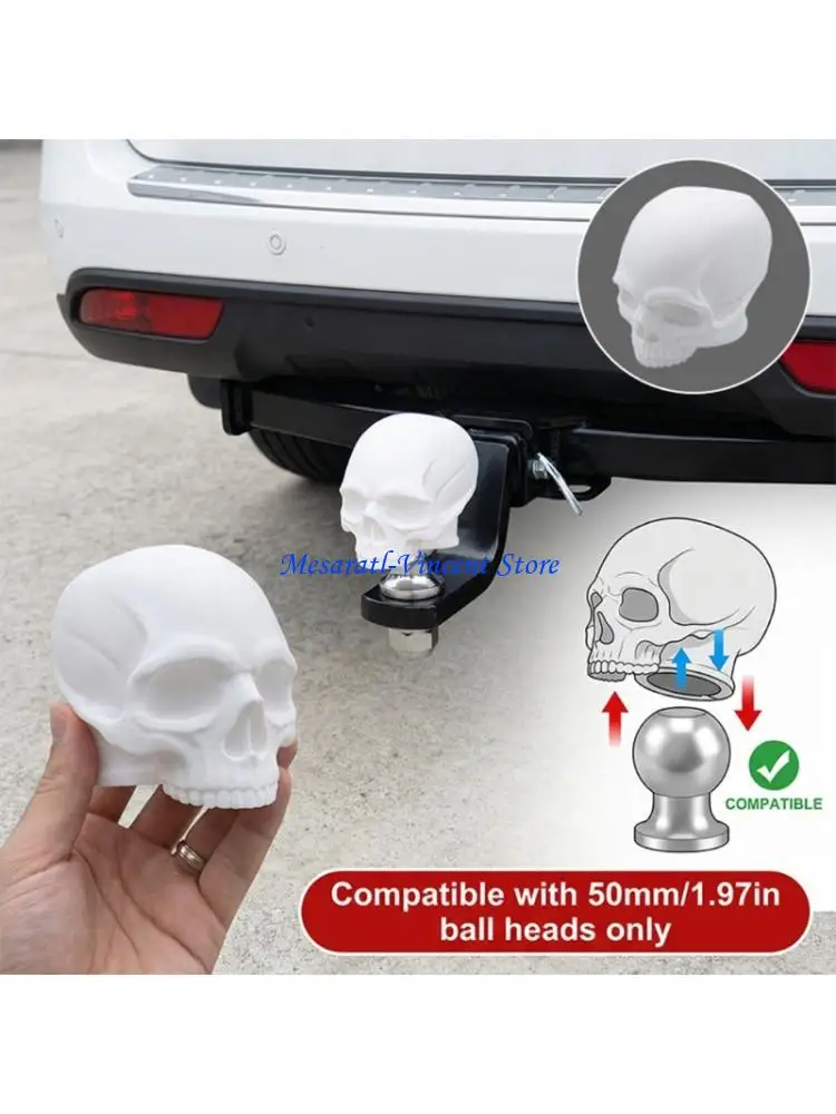 

A70F 3D Printed Skull Trailer Hitch Cover Trailer Ball Head Cover Decoration for 50mm