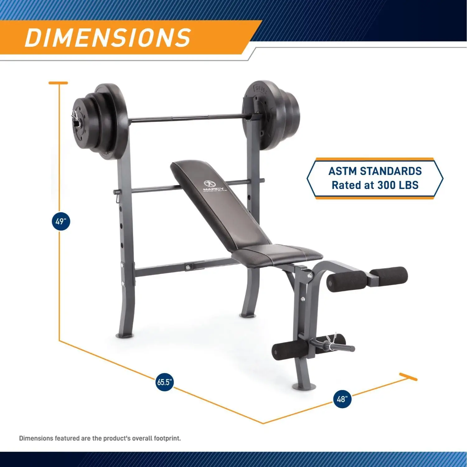 MD-2082W Diamond Elite MD Standard Bench with 100 lb. Weight Set