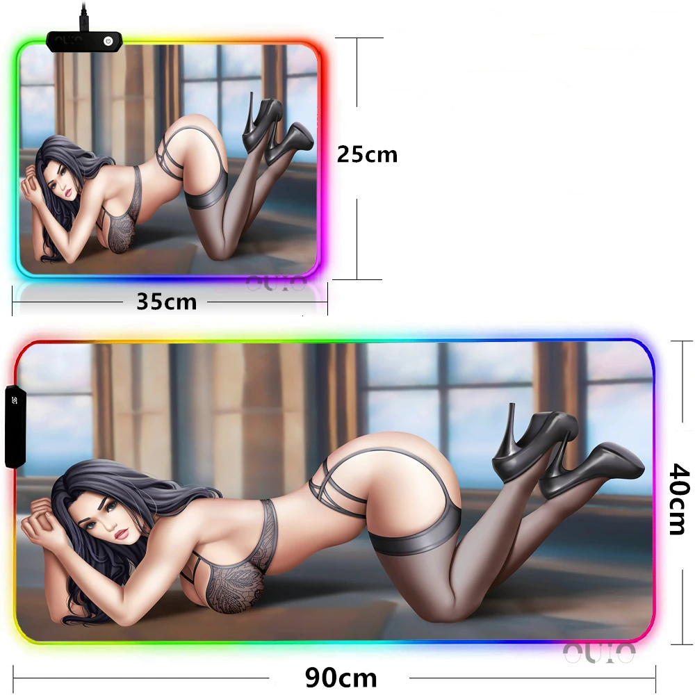 

Sexy Mouse Pad Big Ass Big Tits Computer Gamers RGB Mousepad LED Backlit Mouse Mat Keyboard PC Desk Pad Gamers Accessories XXXL