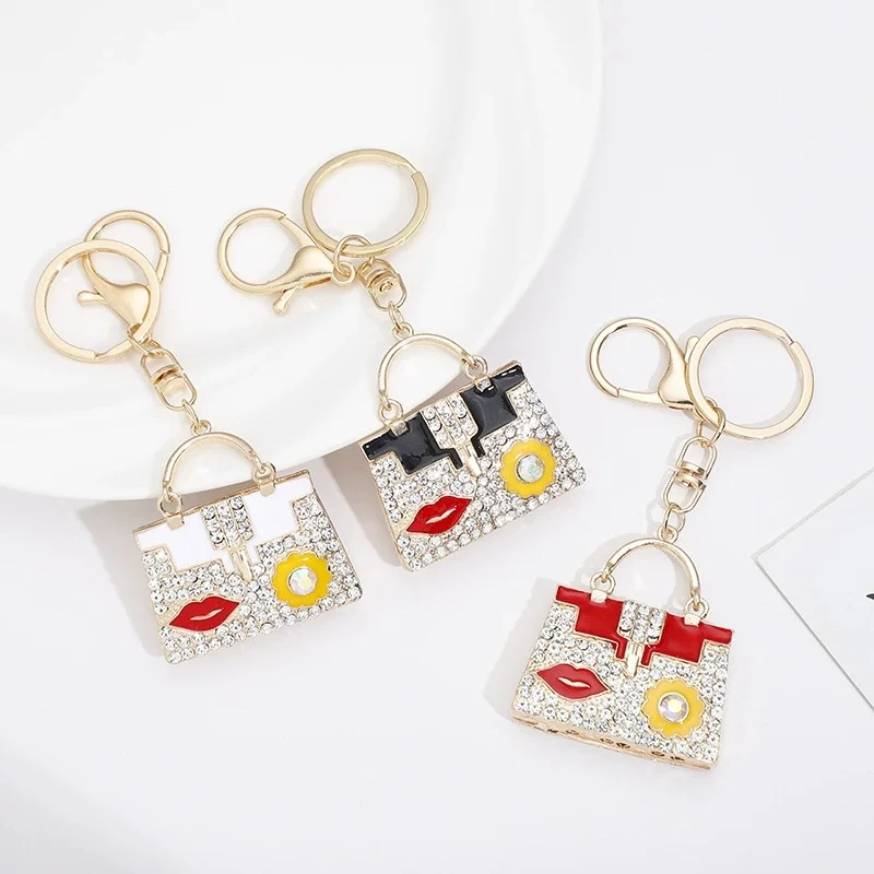 

Fashion Cute Crystal Women Handbag Key Chain Rhinestone Bag Lady Wedding Jewelry Trinket Car Keychain Girl Gift