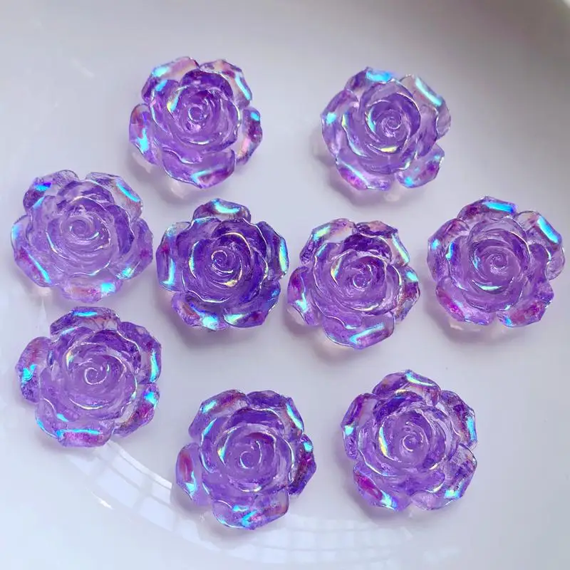 19mm&15mm&10mm AB Resin Shiny Clear candy color Rose Flatback Flower Rhinestone Gems Scrapbook Wedding Ornaments Applique Crafts