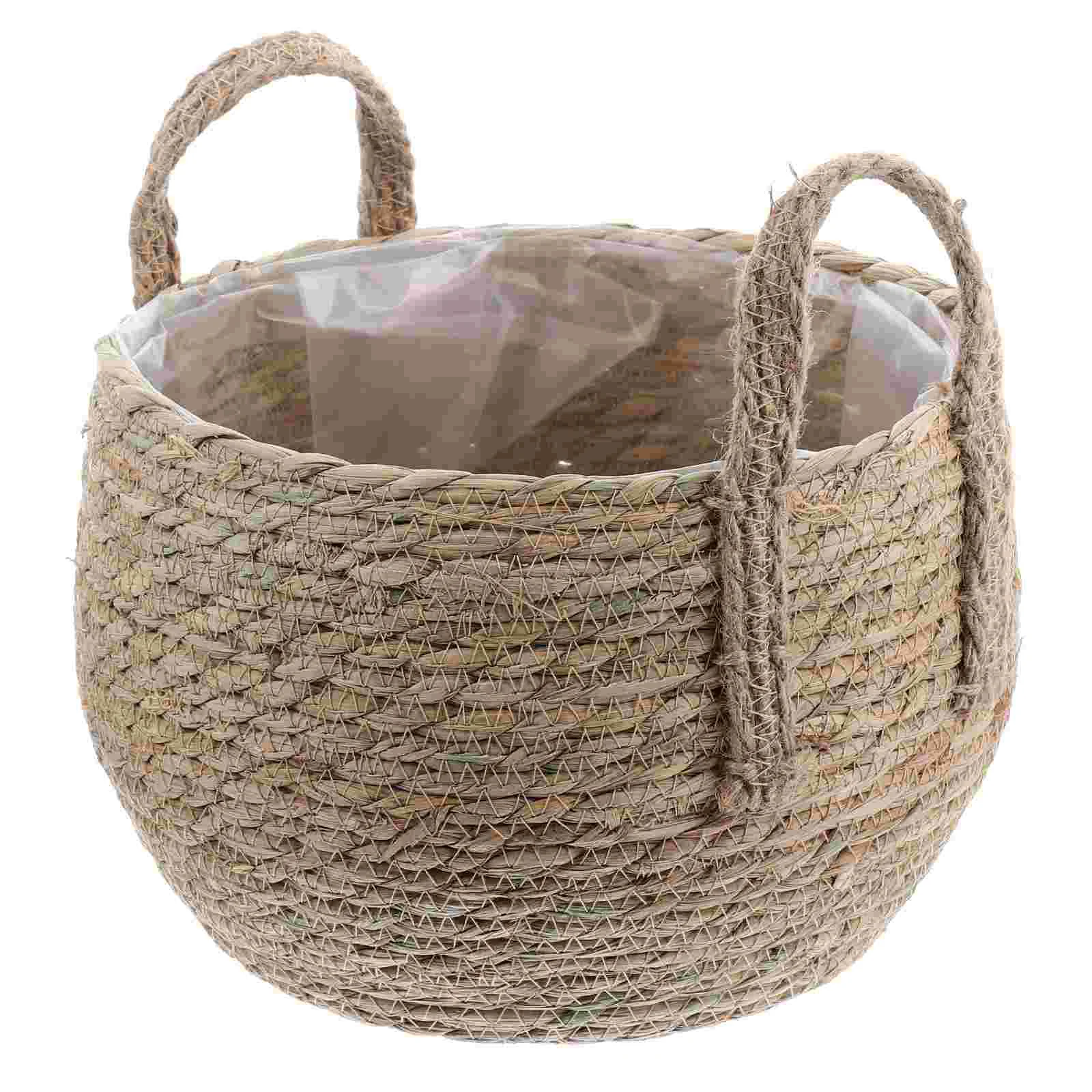 

Straw Flower Pot Household Storage Container Planter Flowerpot Woven Indoor Basket Premium Seaweed for Home