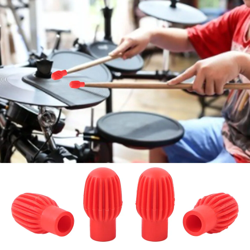 2pcs Silicone Drum Stick Head Rubber Sleeve Drumstick Mute Damper Drum Silent Practice Tips for Beginner Percussion Accessories