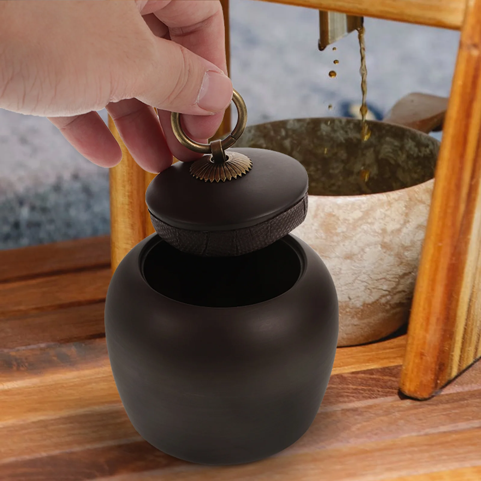 

1Pcs Purple Clay Tea Storage Container Sealed Tin Airtight Jar for Tea Grains Dried Fruits Practical Home Office