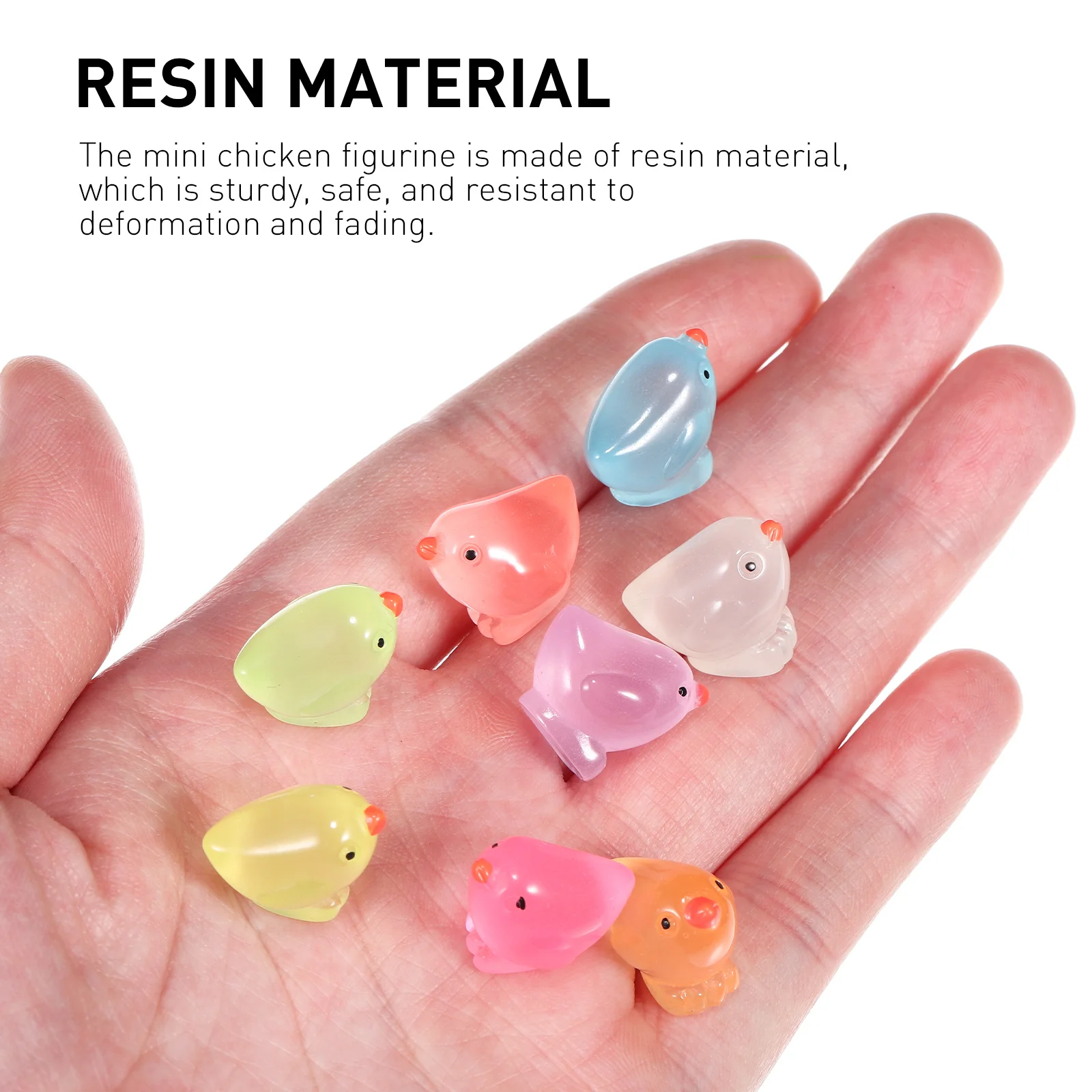18Pcs Mini Resin Animals Small Chicks Glow-in-The-Dark Cute Decoration for Desk Home Ornament Mini Chickens Small Chicken