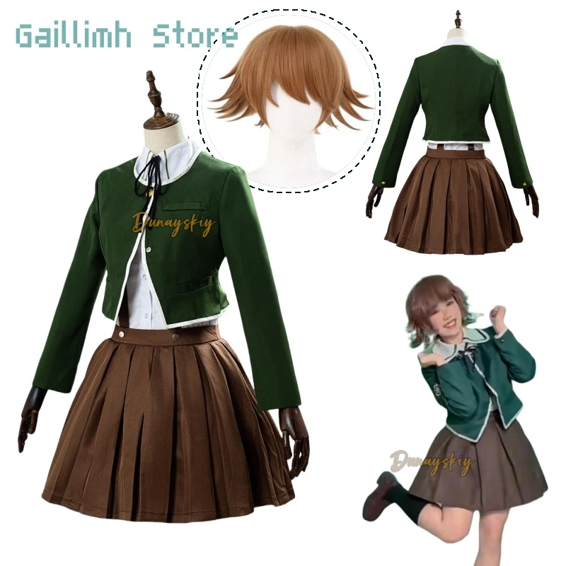 

Аниме Danganronpaaa Chihiro Fujisaki Косплей Костюм JK Школьная форма Костюмы Коричневая плиссированная юбка Комплект костюмов на Хэллоуин для женщин