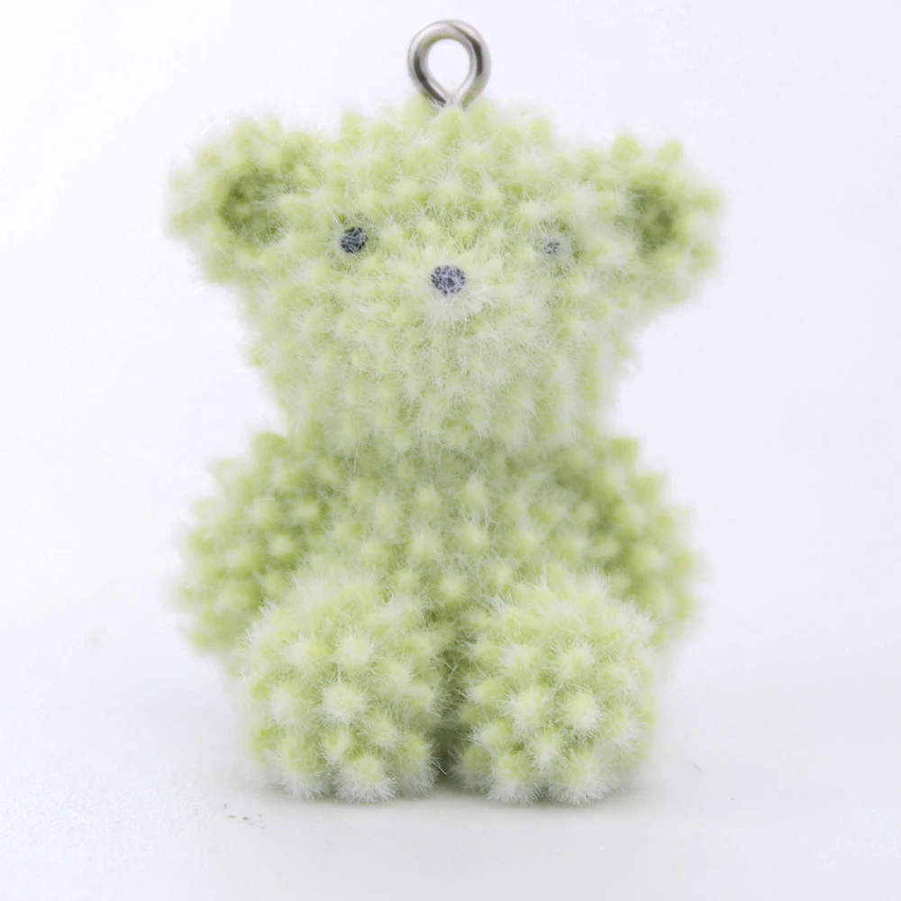 20PCS 3D Flocking Macaron color durian bear Charms Dolls Pendant  for Keychain Jewelry Making DIY Handmade Accessories Wholesale