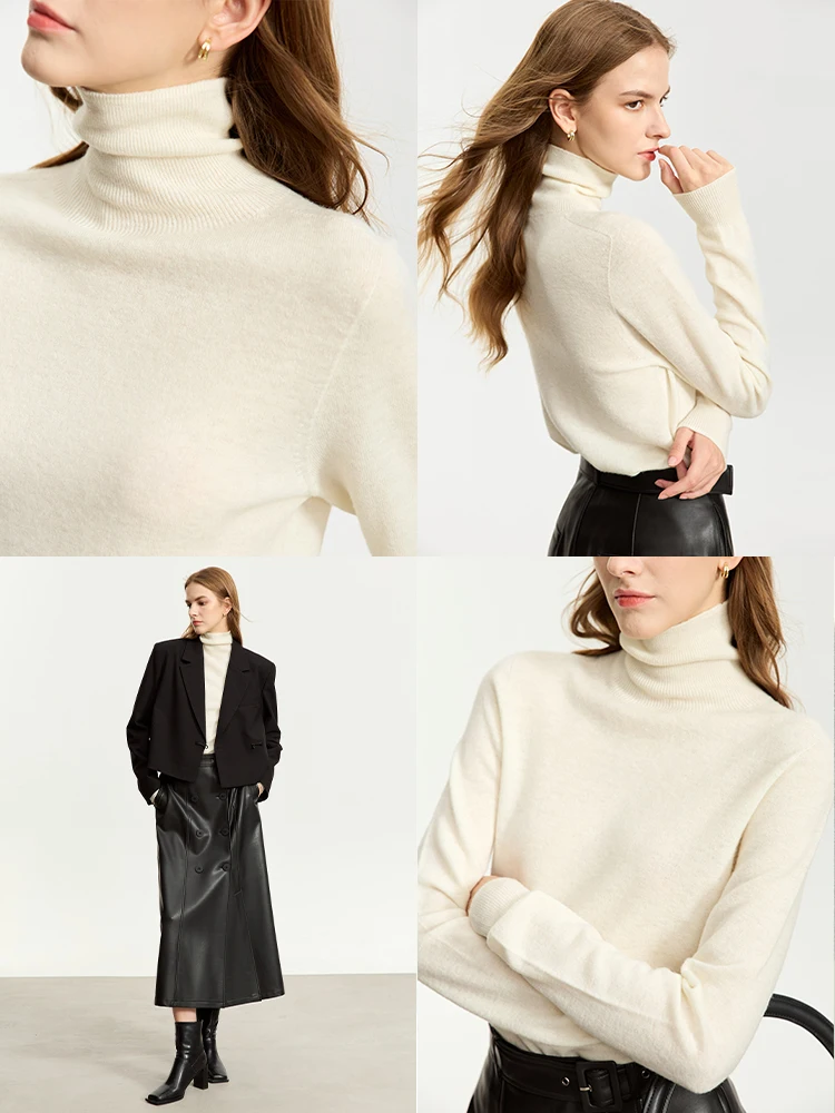 AMII Minimalist Pile Turtleneck Sweater for Women 2023 Winter New Loose Warm Simple Top Long-sleeve Solid Pullovers 12314010