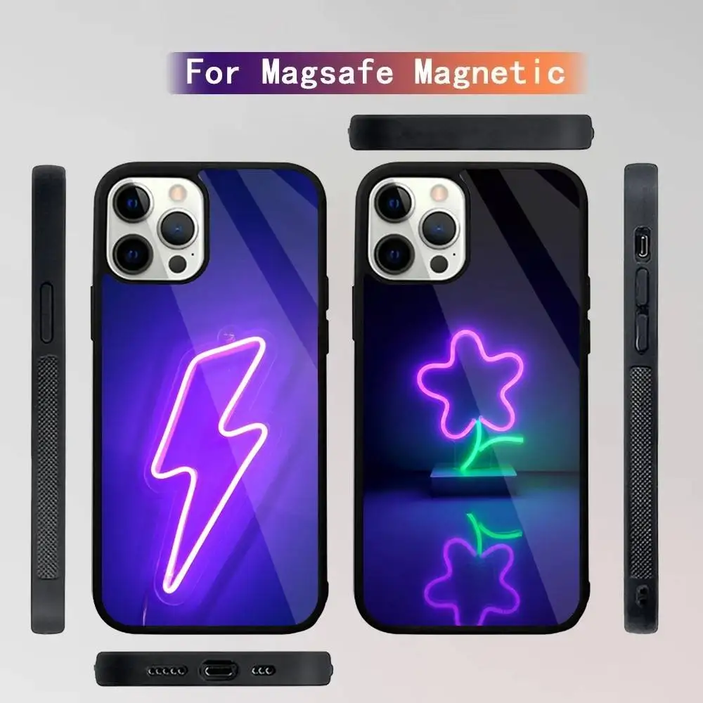 

Purple Colour Neon Light Phone Case For iPhone 16,15,14,13,12,11,Plus,Pro,Max Mini Magsafe Magnetic Wireless Charging