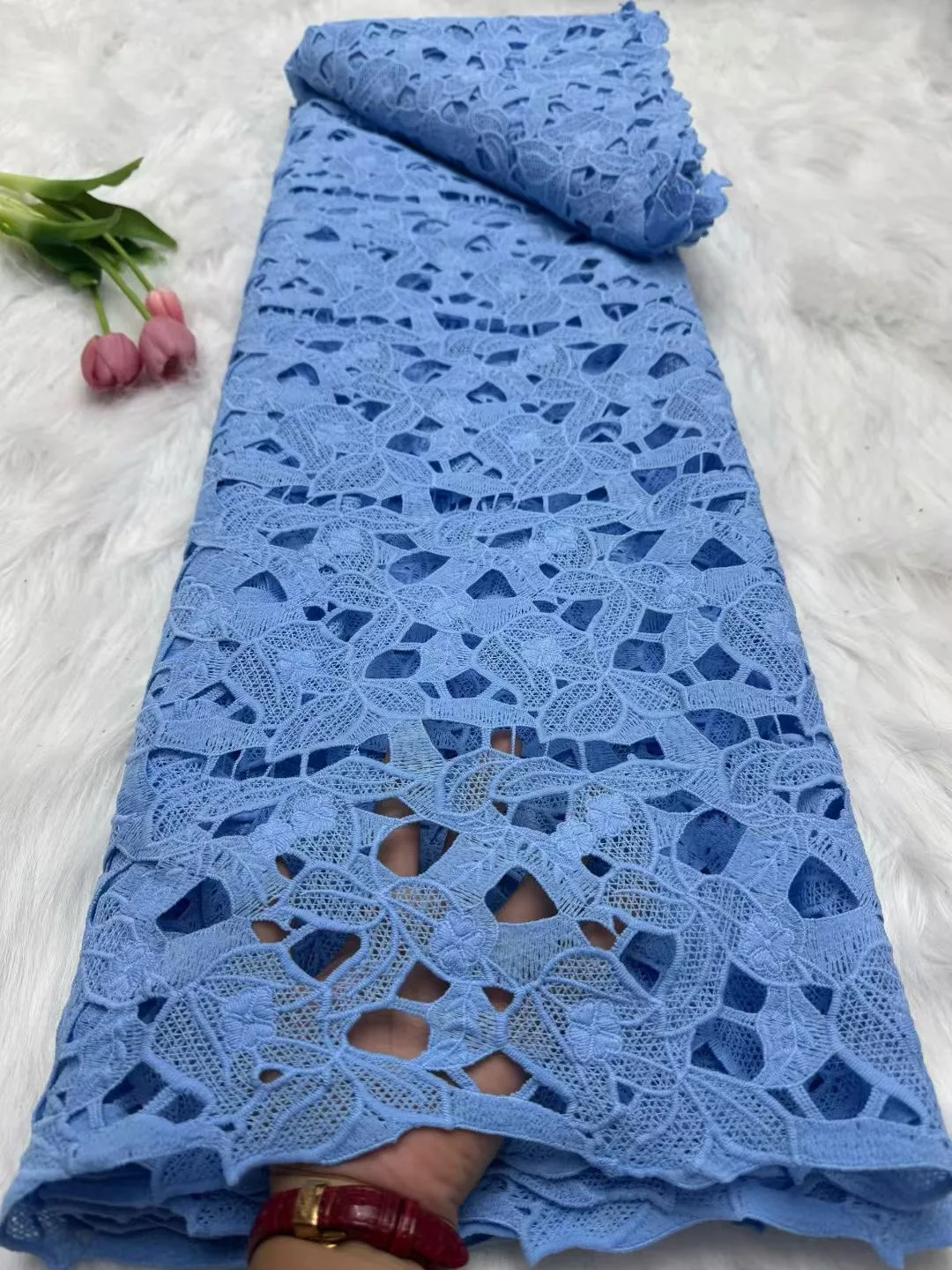 

Африканский молочный шелковый шнур, кружевная ткань 2026, высокое качество, 5 ярдов, нигерийская кружевная ткань для шитья свадебного платья