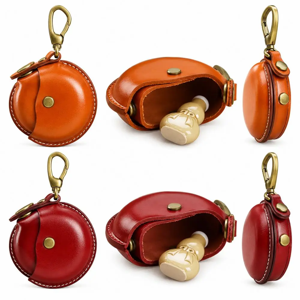 Gifts Retro Style Coin Purse Snap Closure Metal Clasp Cable Organizer Bag Contrast Stitching Solid Keychain Charm Bag Daily Use