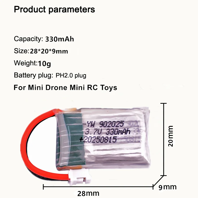 3.7V 330mAh Mini Drone Toy Battery For Mini RC Drone Car Boat for Mini RC Quadcopter Parts Lipo Battery and Charger