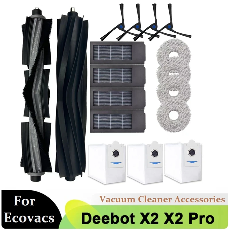 For Ecovacs Deebot X2 / X2 Omni / X2 Pro/DEX86 Robot Vacuum Cleaner Main Side Brush Filter Dust Bag Mop Parts Kit