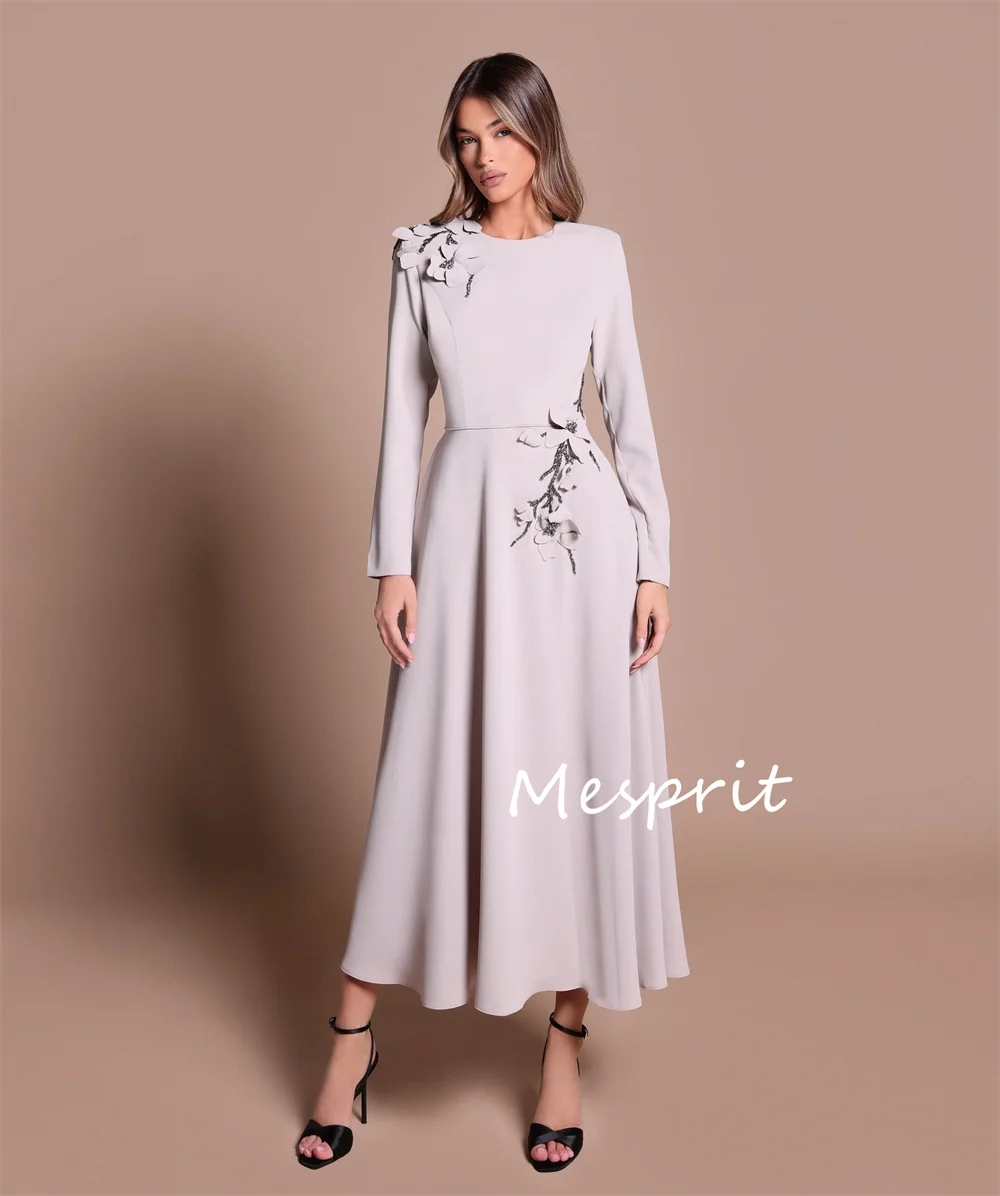 Customized Jersey Applique O-Neck A-line Midi Dresses Bespoke Occasion Party Mother Of The Bride Gown Classic Elegant Formal