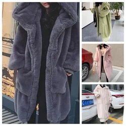 New Hooded Long Warm Thickened Jacket Trend Faux Rabbit Fur Coat Winter Casual Plush High-quality Outerwears Top