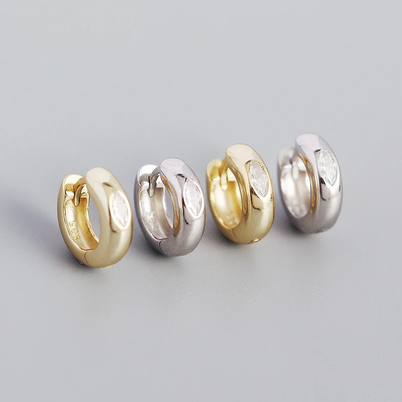 WOOZU-أقراط زركون دائرية بسيطة للنساء ، فضة إسترليني ، مجوهرات صغيرة ، هدايا أطواق ، موضة ، جديدة ، صيحات الموضة